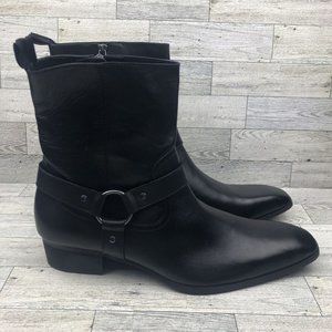 New OSSTONE Mens Chelsea Ankle Boots Leather Motorcycle Boots with Side Zipper S